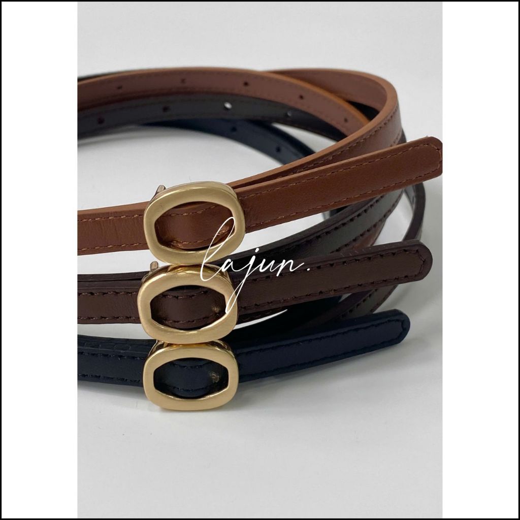 [LAJUN KOREA] Thắt Lưng Da Bò Mảnh Slim Belt Phối Đồ Đa Dạng Hàn Quốc