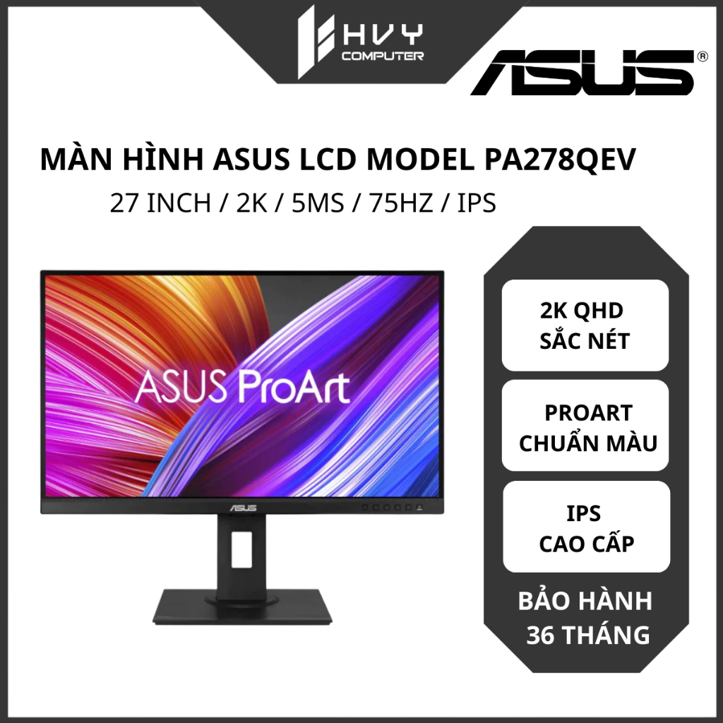 Màn hình đồ họa Asus ProArt PA278QEV | 27.0Inch/ 2K/ 5ms/ 75HZ/ 350cd/m2/ IPS - Hàng chính hãng