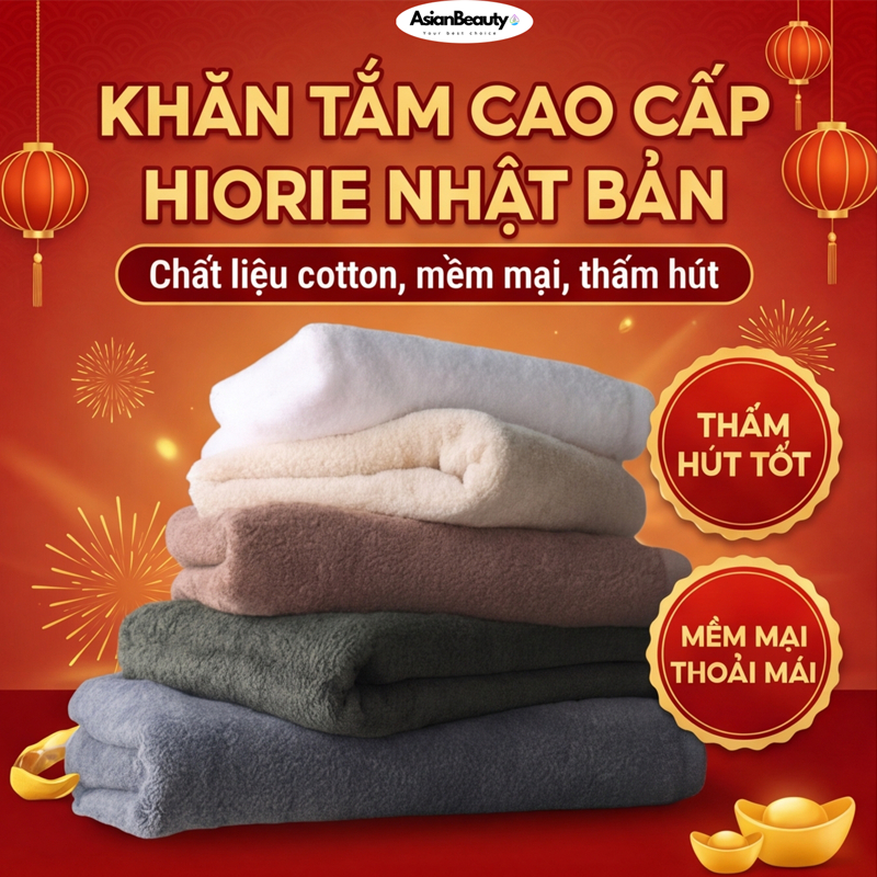 Khăn Tắm Cao Cấp Thương Hiệu Hiorie Nhật Bản Khăn Tắm Khách Sạn  130cmx60cm Cotton Thấm Hút