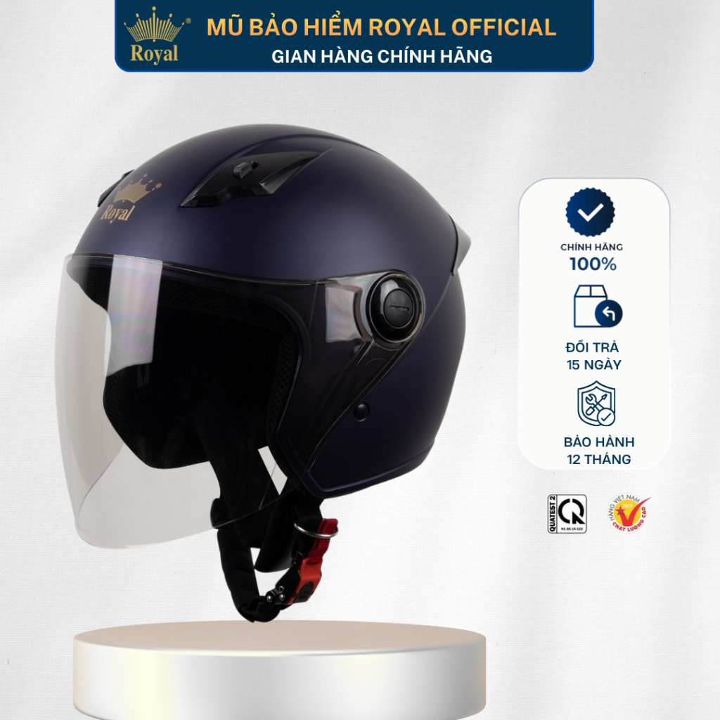 Mũ Bảo Hiểm 3/4 Royal Chính Hãng M134C Có Kính Chắn Gió Cho Nam Nữ Bảo Hành 12 Tháng