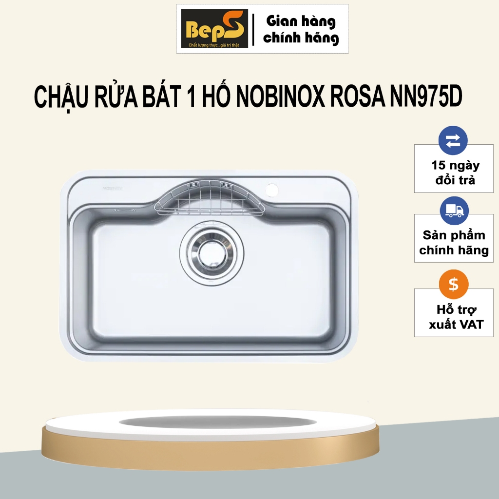 CHẬU RỬA BÁT 1 HỐ NOBINOX ROSA NN975D