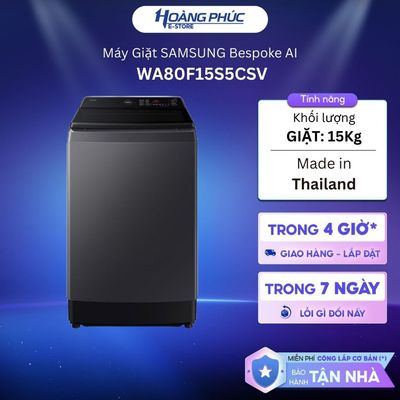 WA80F15S5CSV | Máy Giặt SAMSUNG Inverter 15 Kg Bespoke AI WA80F15S5CSV (Xám) {Toàn Quốc}