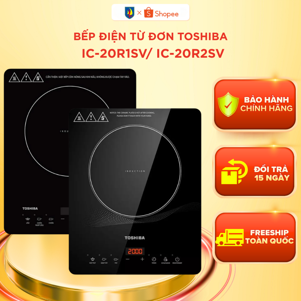 Bếp Từ Toshiba IC-20R1SV / IC-20R2SV Tiết Kiệm Điện - Hàng Độc Quyền, Bảo Hành Chính Hãng 12 tháng
