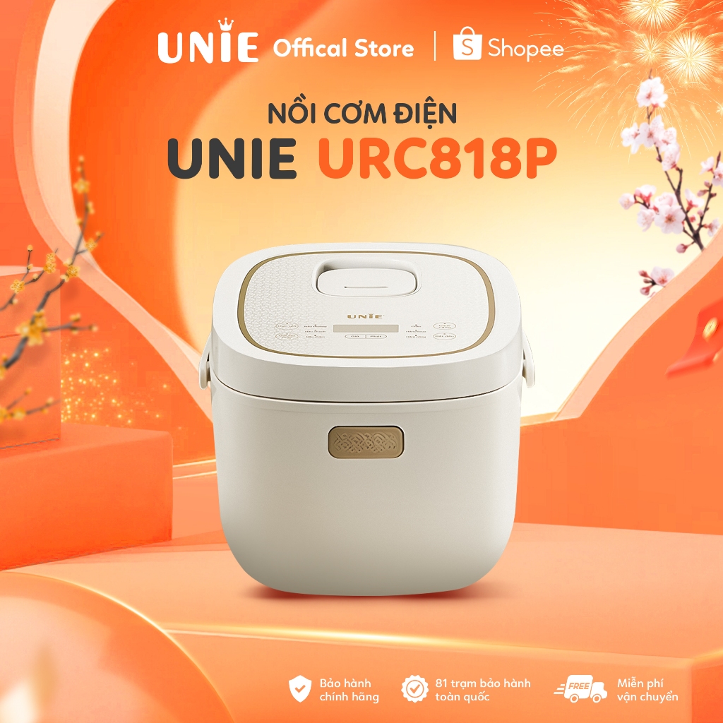 Nồi cơm điện lòng gốm cao cấp UNIE URC818P,Dung tích 1,8L, Lòng nồi gốm Ceramic chống dính,Hẹn giờ 24 tiếng,bảo hành 12T
