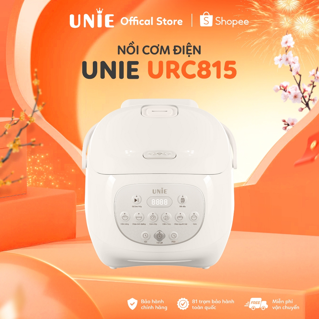 Nồi Cơm Điện lòng gốm Unie URC815, dung tích 1.5l, đa tính năng cao cấp Nấu cơm cháy, nấu cháo, hầm.