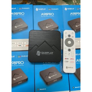 Tivi box Samplay A98Pro ram 4G bộ nhớ 16/32G ATV13 độc quyền,điều khiển chuột bay tìm kiếm giọng nói,WIFI 6,Bluetooth