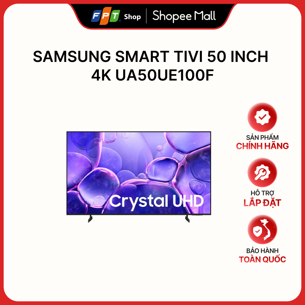 [Hàng chính hãng] Samsung Smart Tivi 50 inch 4K UA50UE100F