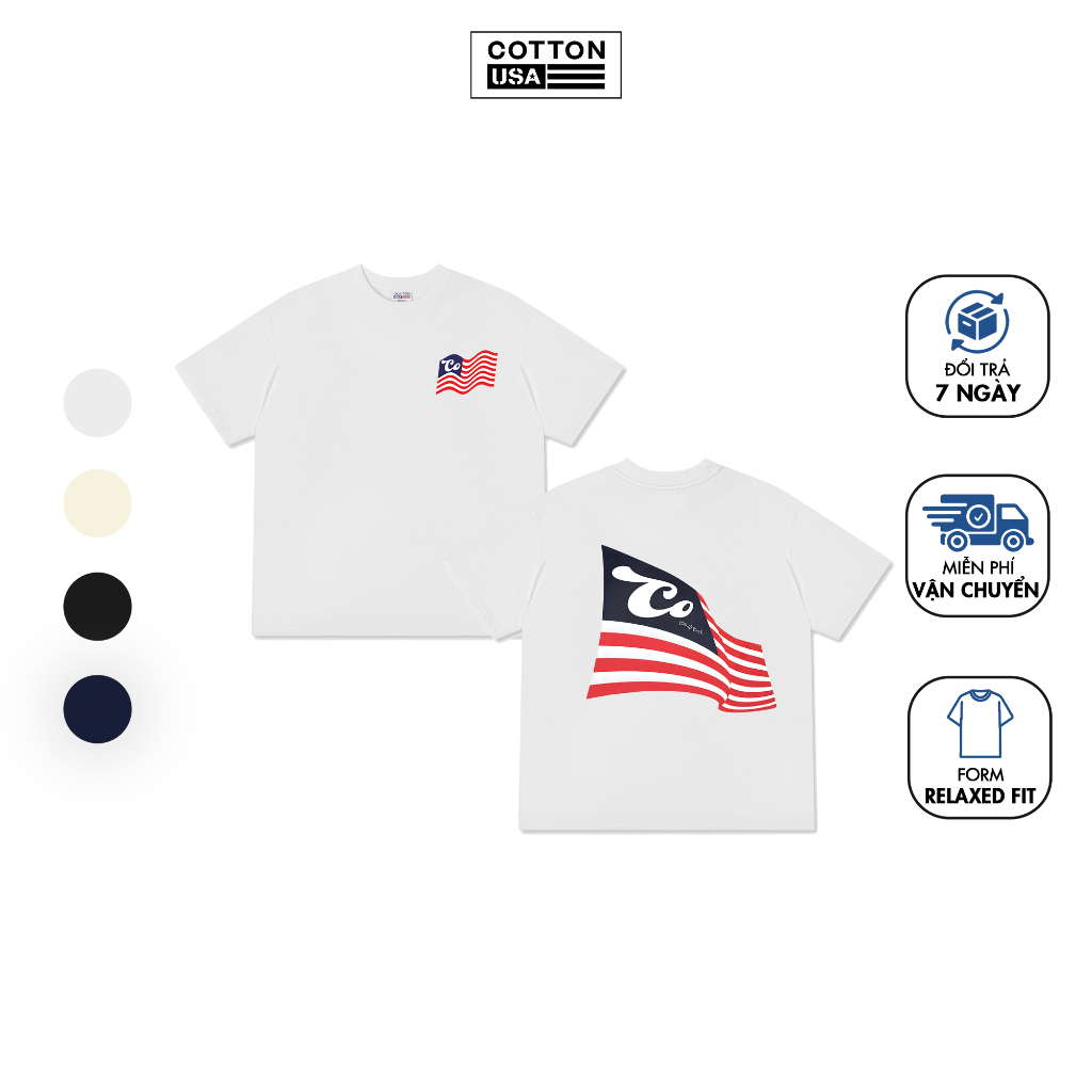 Áo Thun Relaxed Fit CottonUSA Vietnam Âu Mỹ "Cotton USA Flag" - NT425NT