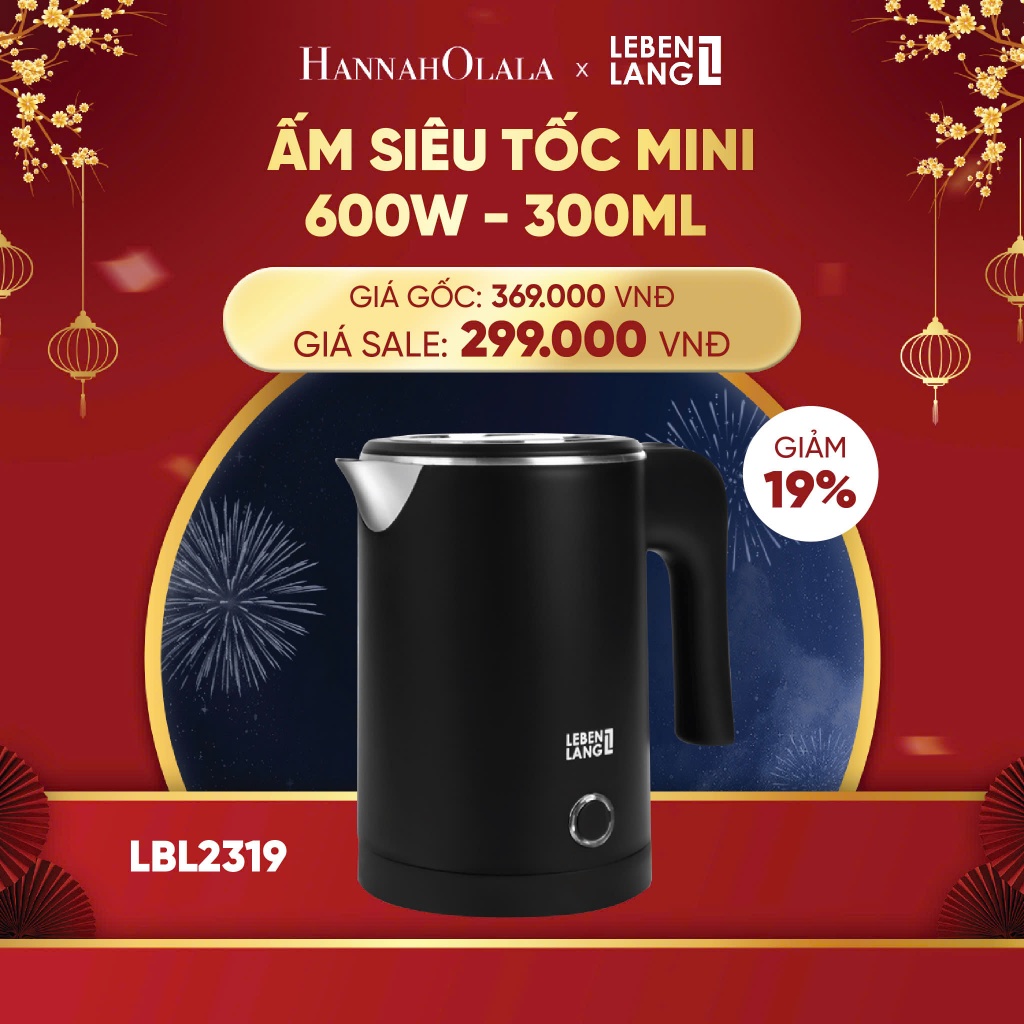 [Hannah x Lebenlang] Ấm siêu tốc mini Lebenlang LBL2319