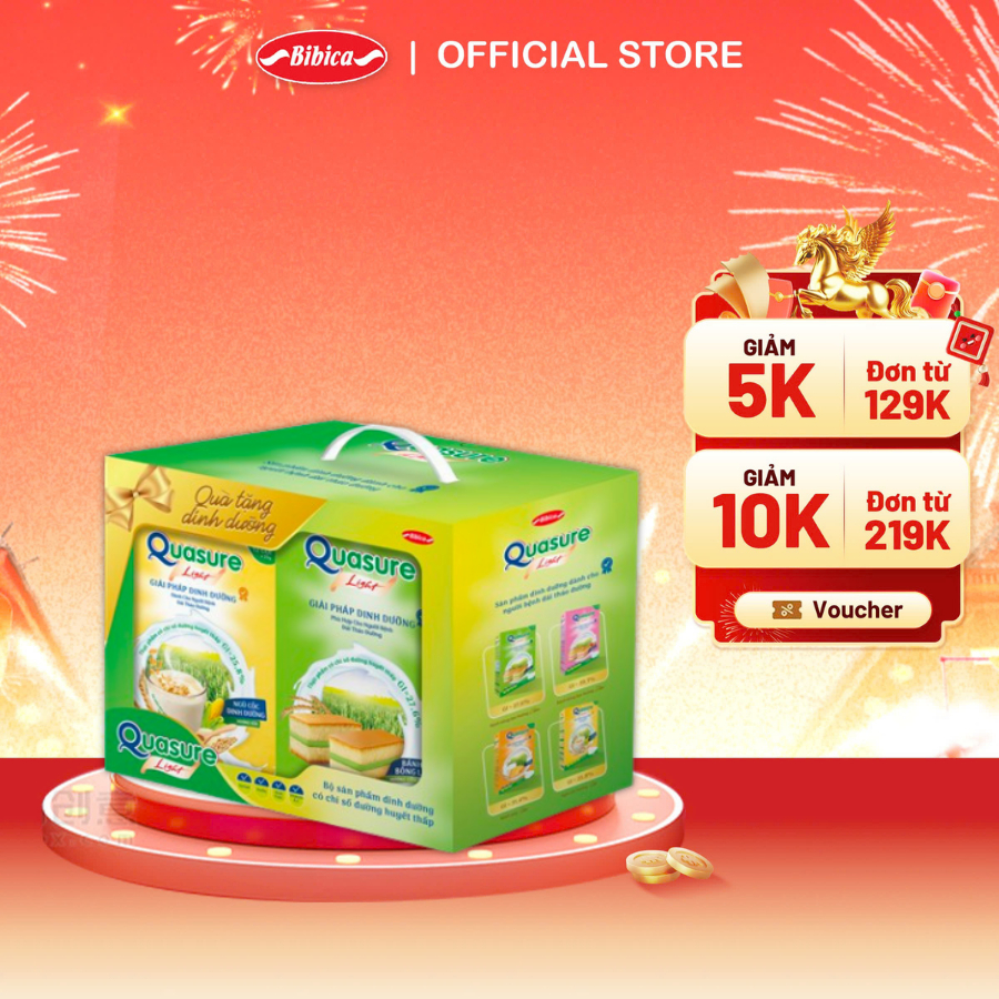 (Phiên Bản Giới Hạn) Bộ Quà Tặng Dinh Dưỡng Quasure Light Bibica, Bánh Tiểu Đường, Ăn Kiêng Bibica