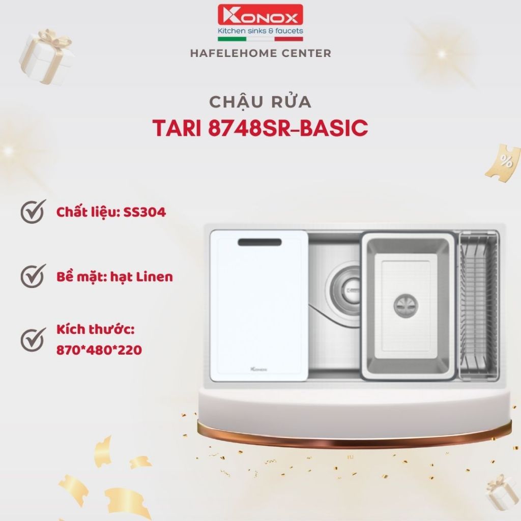 Chậu Rửa Bát Chống Xước Konox Tari 8748SR Basic Chậu Rửa Bếp Cao Cấp