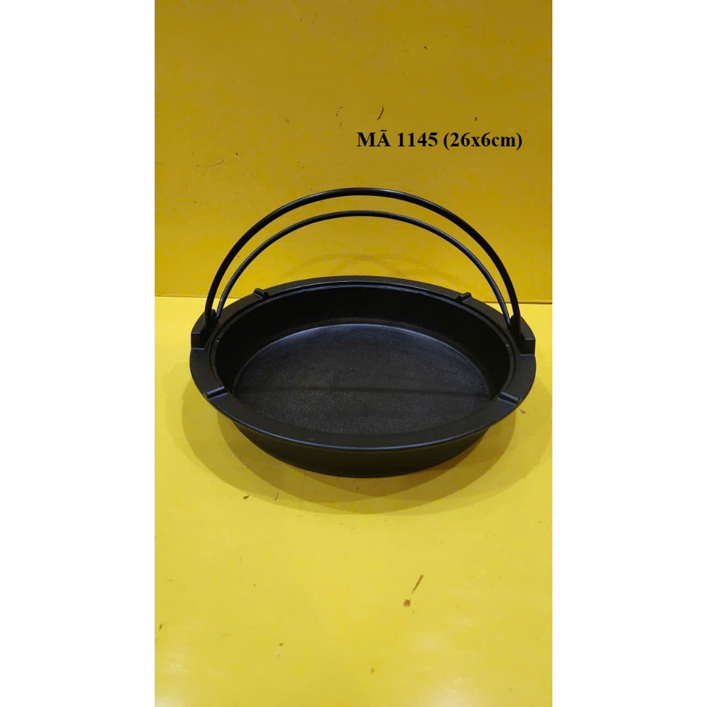Chảo gang thô Sharp quai xách nội địa Nhật, size 26cm, cao 6cm (mã 1145), Dùng được bếp từ_Hàng nội 