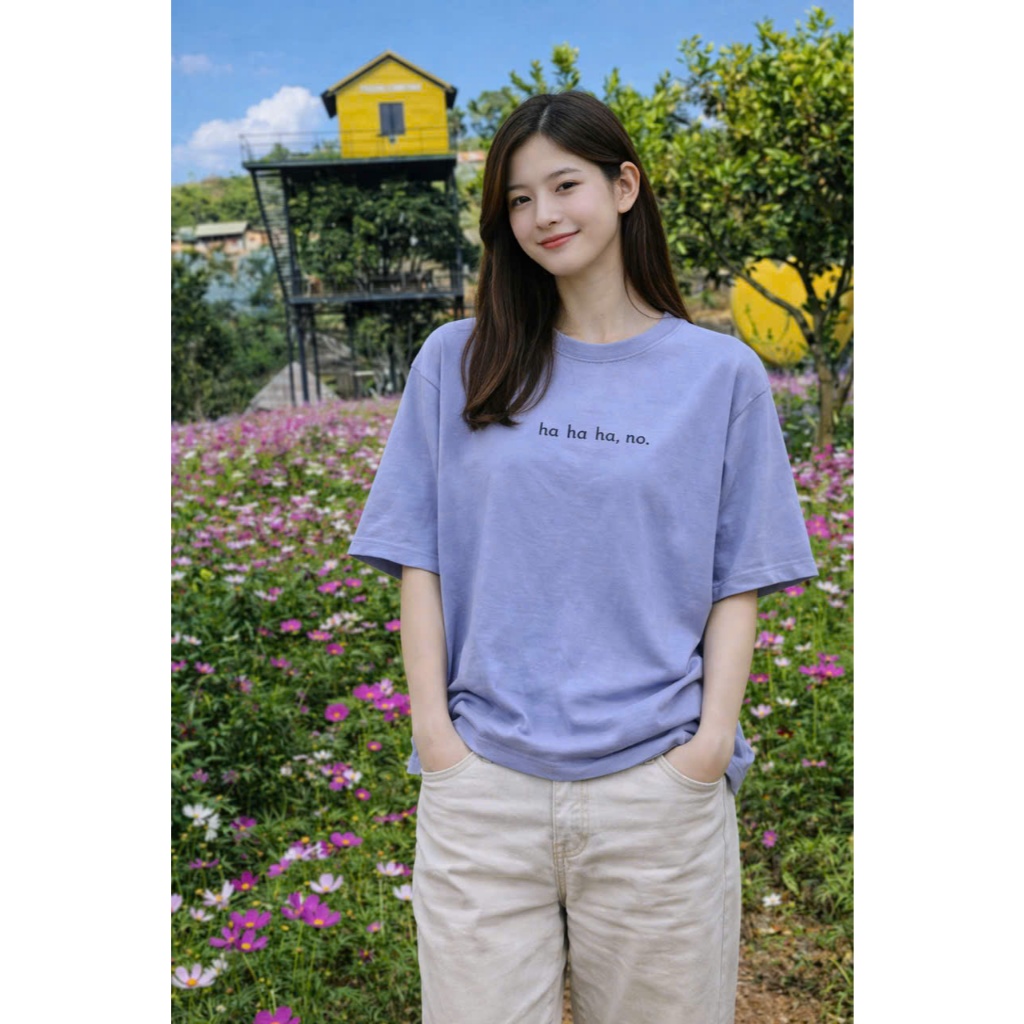 Áo Thun In Hahaha No Phom Rộng Unisex MOKA