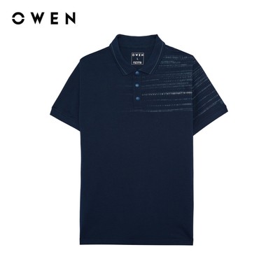 Owen - Áo polo Bodyfit APV257137 màu Xanh tím than chất liệu CVC Spandex