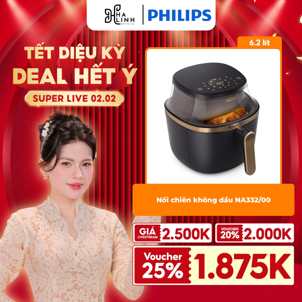 [VHL x Philips] x Nồi chiên không dầu Philips NA332/00 6.2 lít - Hàng Chính Hãng