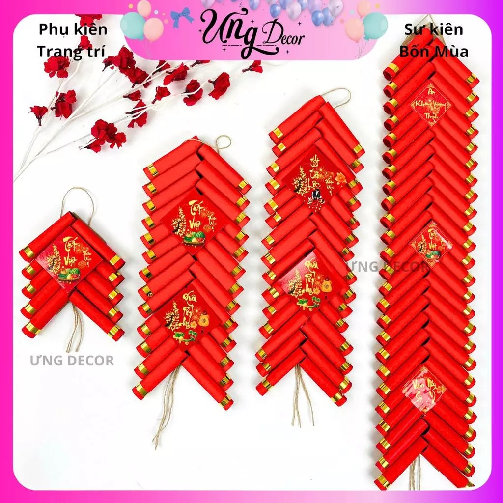 Chùm Pháo Giấy Mô Hình PG03 Dài 130cm Trang Trí Decor Tết - Dây pháo trang trí tết 2026