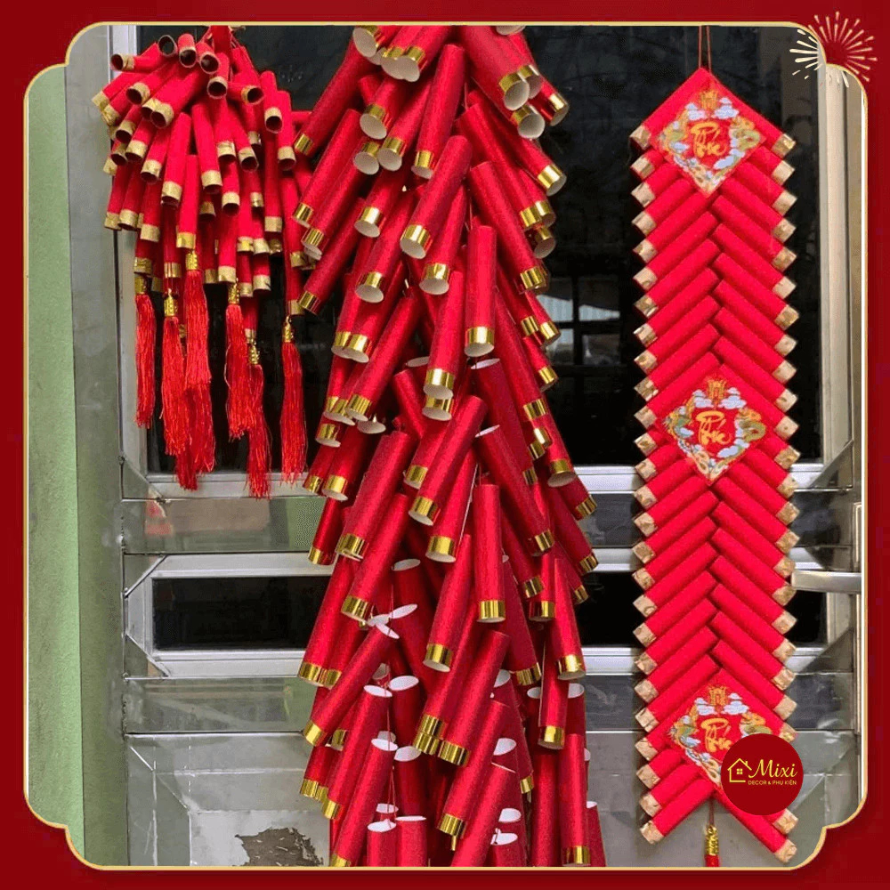Chùm Pháo Giấy Mô Hình PG03 Dài 130cm Trang Trí Decor Tết - Dây pháo trang trí tết 2026
