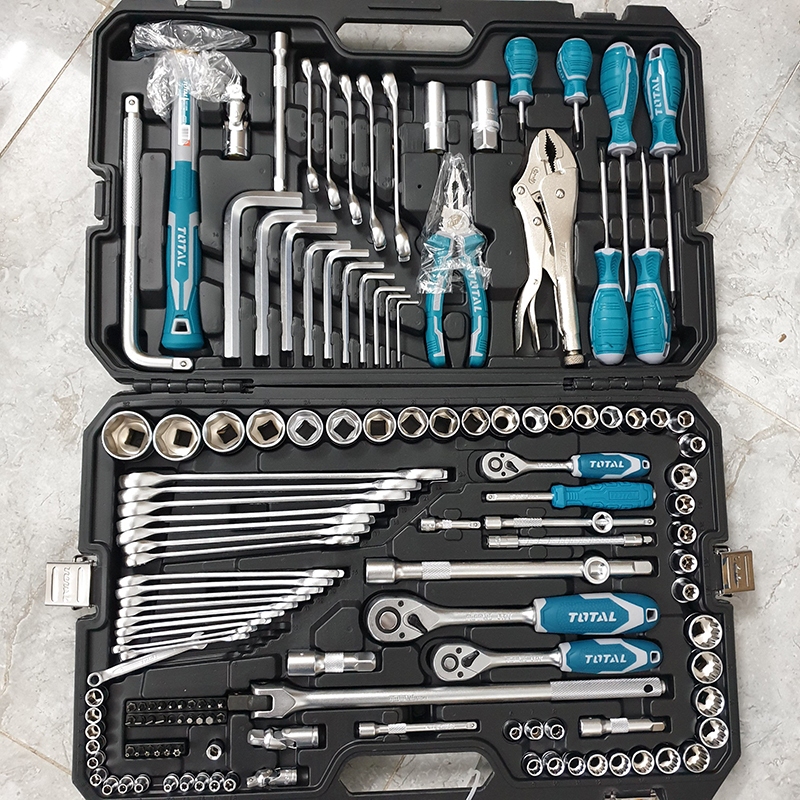 ( HỎA TỐC ) Bộ đồ nghề cầm tay 142 chi tiết TOTAL THKTHP21426 gồm 142 dụng cụ cầm tay thước cuộn, tu