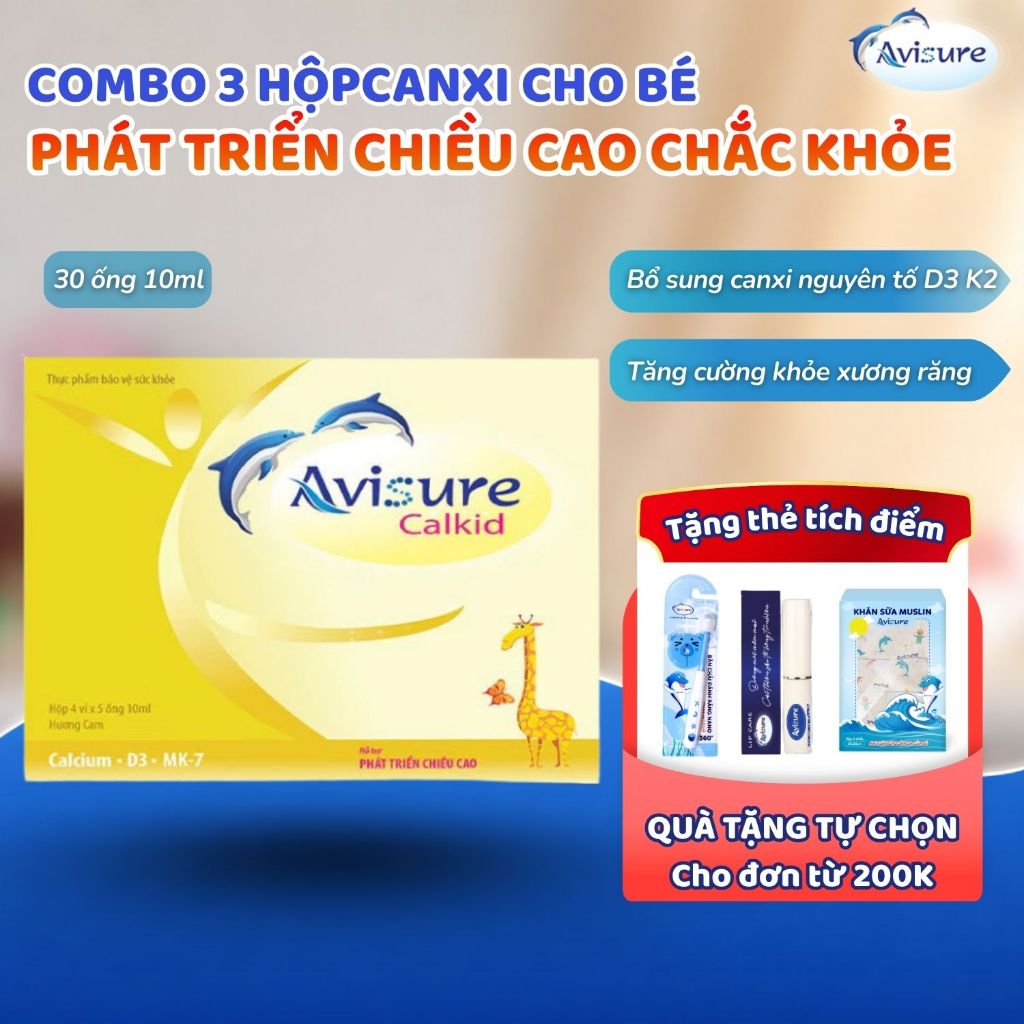Combo 3 hộp Avisure calkid - Canxi hữu cờ cho bé