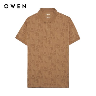 Owen - Áo polo Bodyfit APV257134 màu Nâu nhạt chất liệu CVC Spandex
