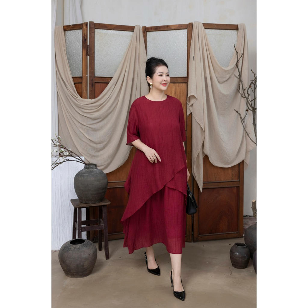M Collection | Đầm Maxi Suông Trơn Vắt Chéo Hai Lớp Chất Tơ Xốp Lót Lụa Hàn Trắng - D12062 | BigBuy360 - bigbuy360.vn