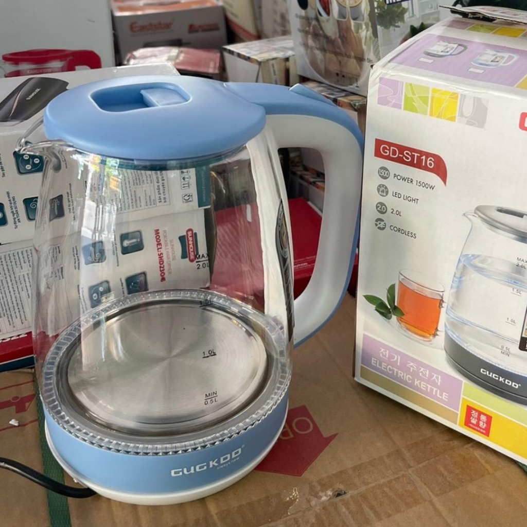 ST16 Ấm Siêu Tốc Thủy Tích Dung Tích Lớn 2.0L CUCKDD Bình Siêu Tốc Thủy Tinh Cao Cấp Chịu Nhiệt Đun 