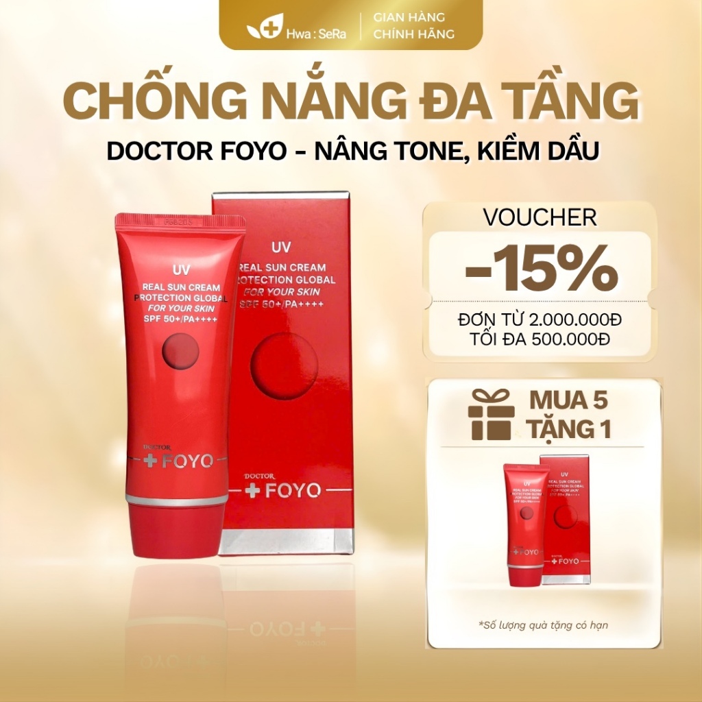 Kem Chống Nắng Doctor Foyo Real SPF50+ PA++++ 60ml – Dưỡng Trắng, Chống Nhăn, Chống Nắng Đa Tầng