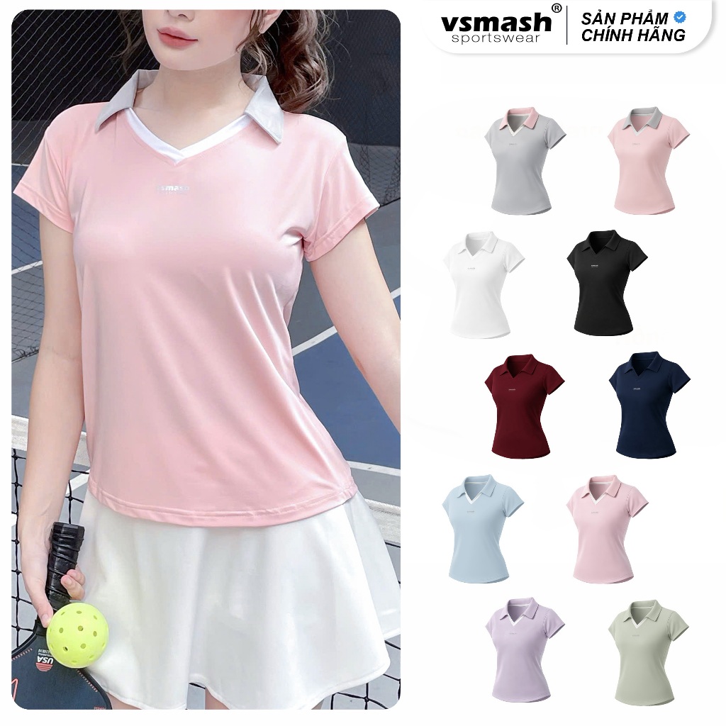 Áo Thun Thể Thao Cổ Polo ZENA Tee Vsmash Sportswear – Co Giãn Nhẹ Mát Gym Chạy Bộ Cầu Lông Yoga Tenn
