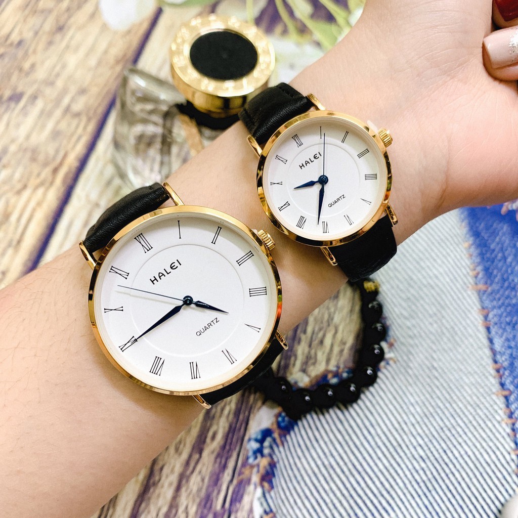 Cặp đồng hồ đôi nam nữ dây da chính hãng chống nước chống xước