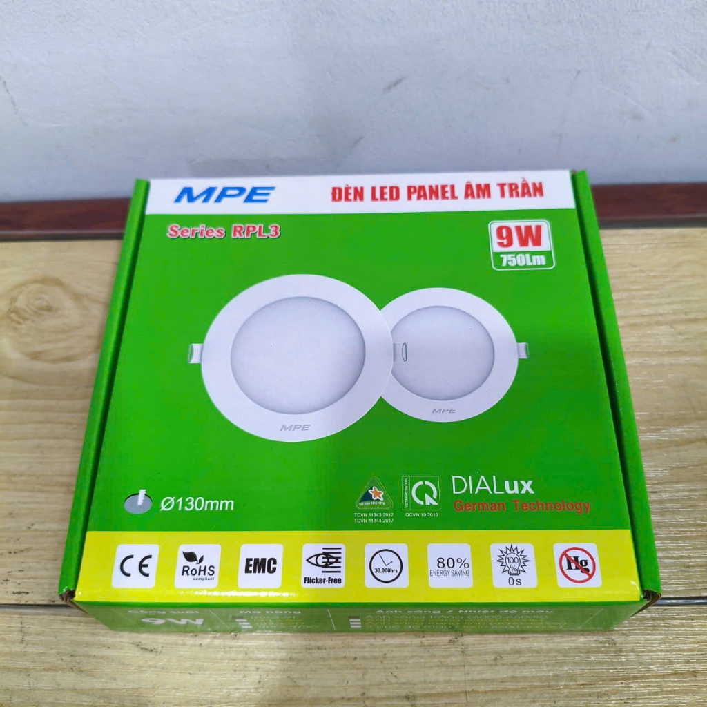Đèn led panel âm trần nhựa, mặt tròn 9W ánh sáng trắng - MPE