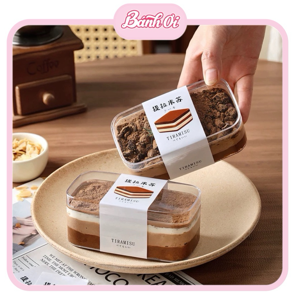 Hộp mica cứng hình chữ nhât, hộp mica chữ nhật JL001, hộp đựng bánh Tiramisu, hộp đựng bánh quy