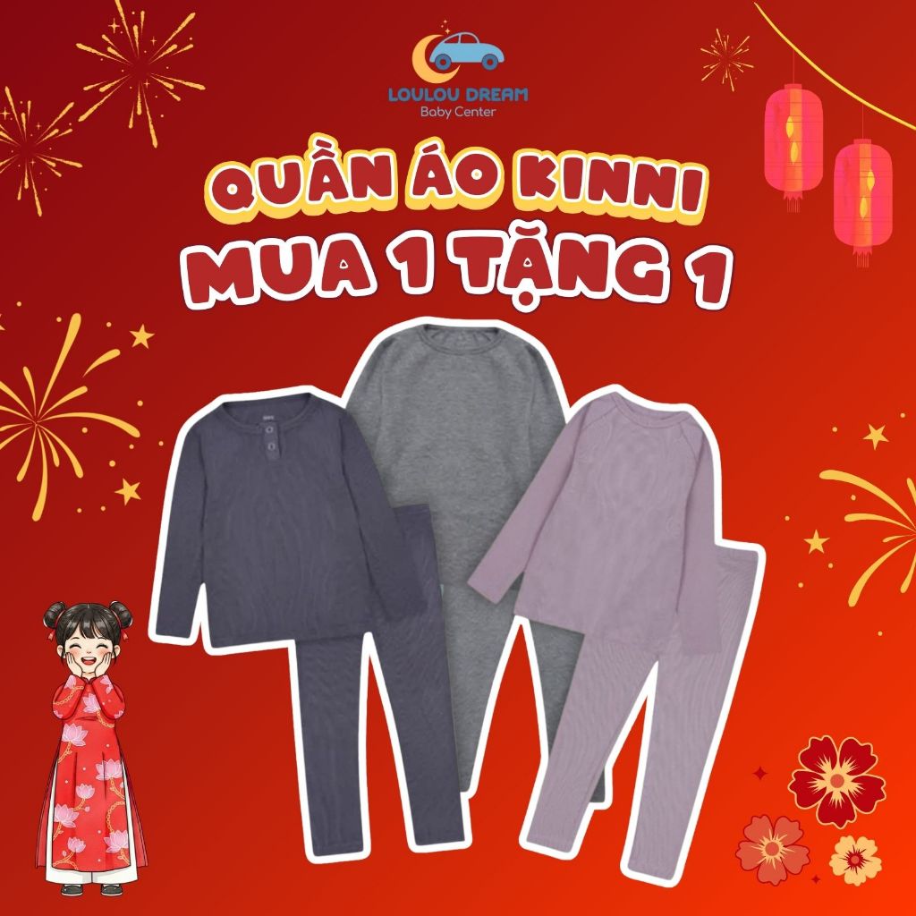 Bộ quần áo cotton Kinni KN01 - KN02 - KN03 chất liệu mềm mại thoải mái mặc mùa thu đông
