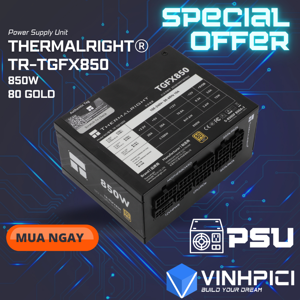 Nguồn máy tính Thermalright TR-TGFX-850 850W 80 Plus Gold