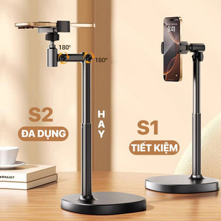 Giá Đỡ Điện Thoại Xoay 360 độ Gập 90 độ Chân Đế Kim Loại Chắc Chắn Đề Bàn Quay Video Livestream