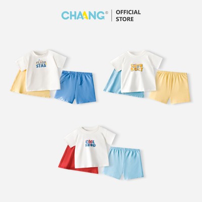 [CHAANG 9M-5Y] Bộ cộc kèm áo choàng Super babies boy cho bé trai-Có thể tháo choàng