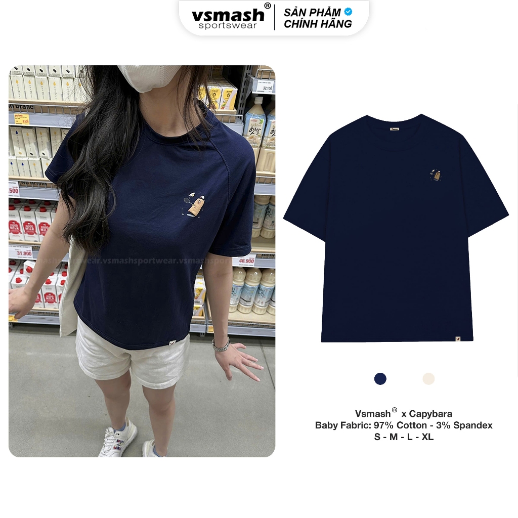 Áo Thun Cầu Lông Unisex Vsmash Sportwear – IN NỔI PHỒNG  "CAPYPARA" – Vải Bông Em Bé Mềm Mịn, Thoáng