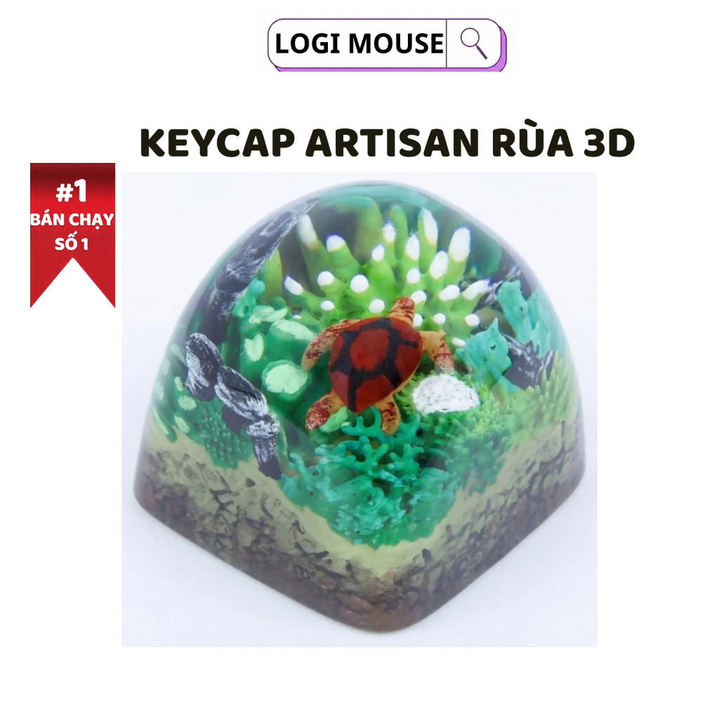 Artisan Keycap Resin 3D - Sinh Vật Biển & Rùa - 1U Cherry MX Compatible