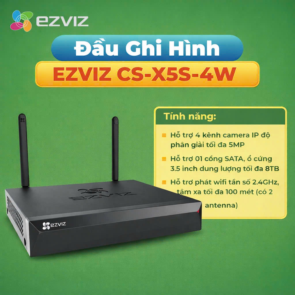 Đầu ghi không dây 4 kênh EZVIZ X5S 4W