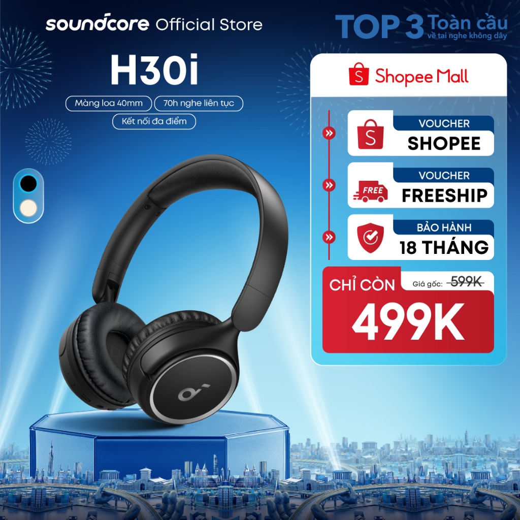 Tai nghe không dây chụp tai soundcore H30i | Hỗ trợ app | Pin khủng | Bluetooth 5.3 | BigBuy360 - bigbuy360.vn