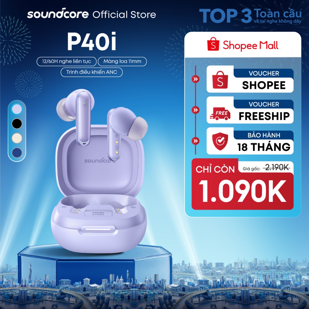 Tai nghe không dây soundcore P40i | Chống ồn chủ động ANC | Pin siêu khủng | Đàm thoại vượt trội | T