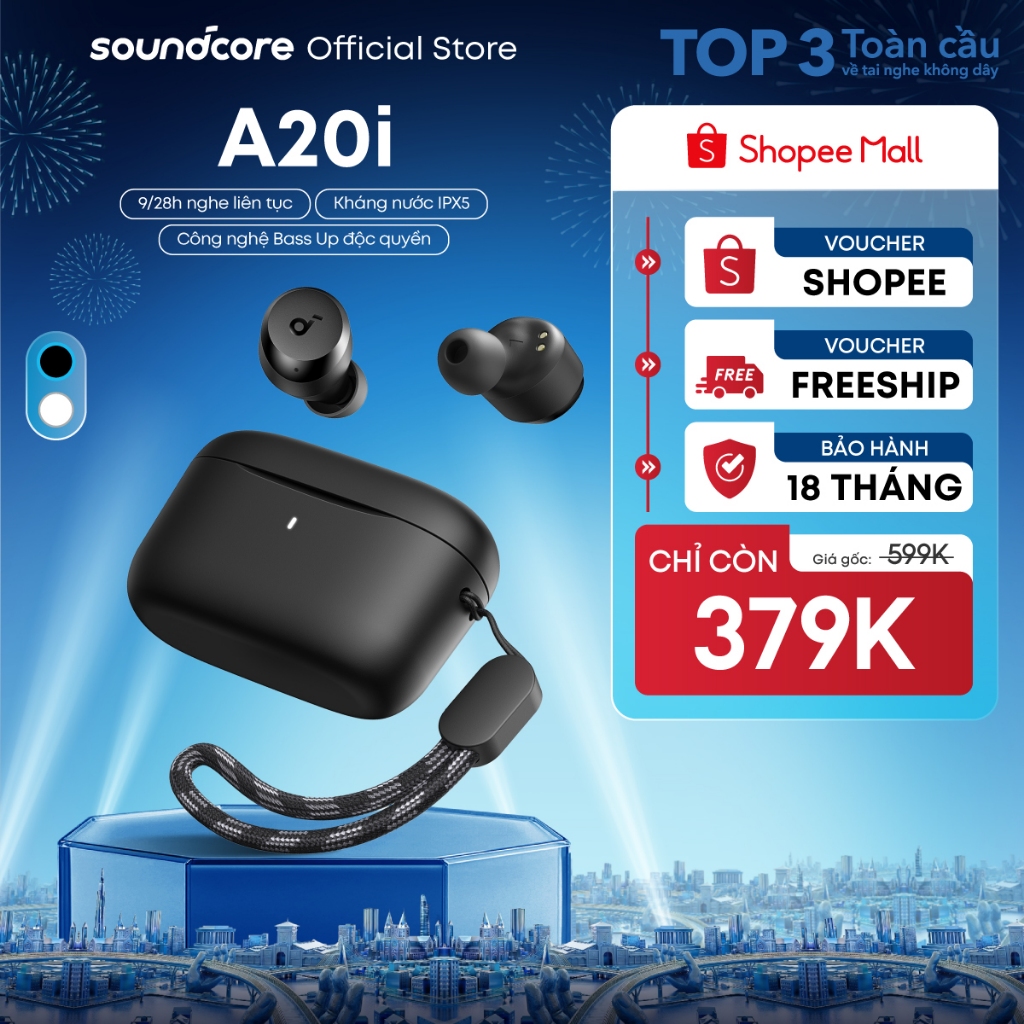 Tai nghe bluetooth không dây soundcore A20i | Nhỏ gọn | 28 giờ phát nhạc | Sạc nhanh | Tích hợp phiên dịch | BigBuy360 - bigbuy360.vn