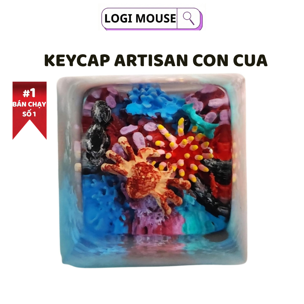 Artisan Keycap Resin 3D - Sinh Vật Biển & Con Cua - 1U Cherry MX Compatible