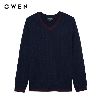 Owen - Áo len Slim Fit ALC256041 màu Xanh tím than chất liệu Wool