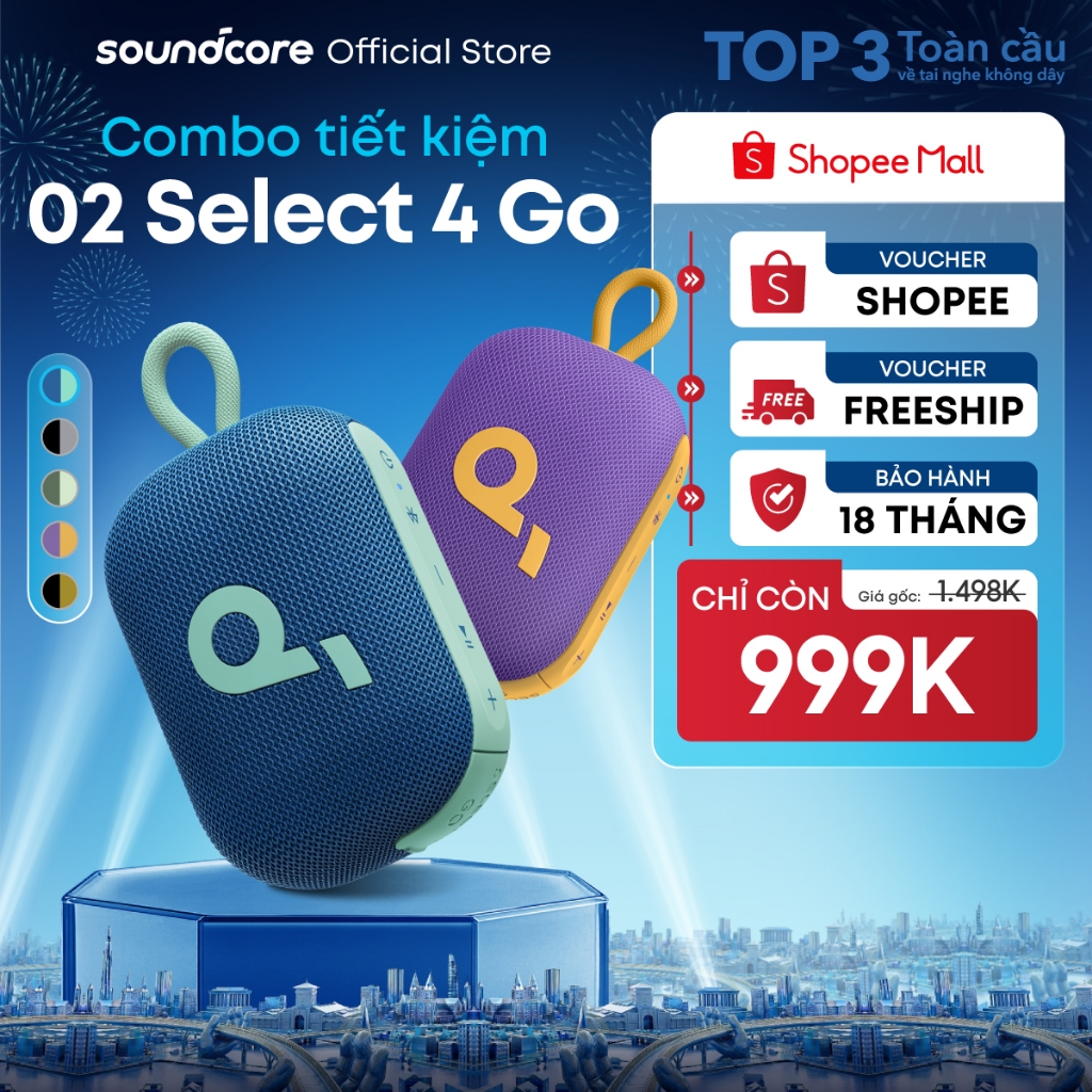 Combo 2 Loa bluetooth True Wireless Soundcore Select 4 Go | Pin 20 giờ | Kháng bụi, nước IP67 | BigBuy360 - bigbuy360.vn