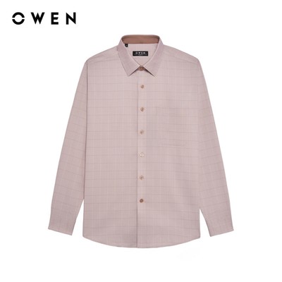 Owen - Áo sơ mi dài tay Regular Fit AR255003DT màu Be chất liệu Spandex