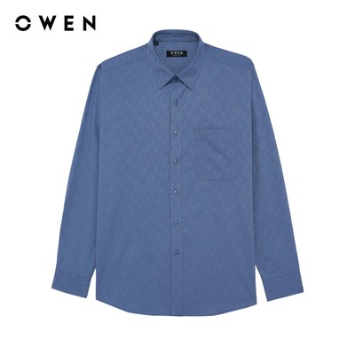 Owen - Áo sơ mi dài tay Regular Fit AR255008DT màu Xanh đậm chất liệu Spandex