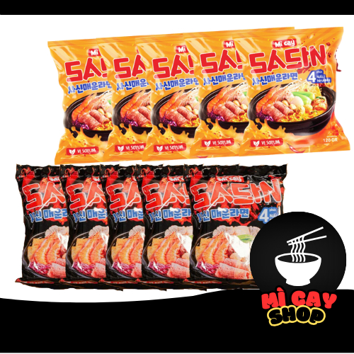 Combo 10 gói Mì Cay Sasin 5 gói vị kim chi 5 gói vị soyum 120g