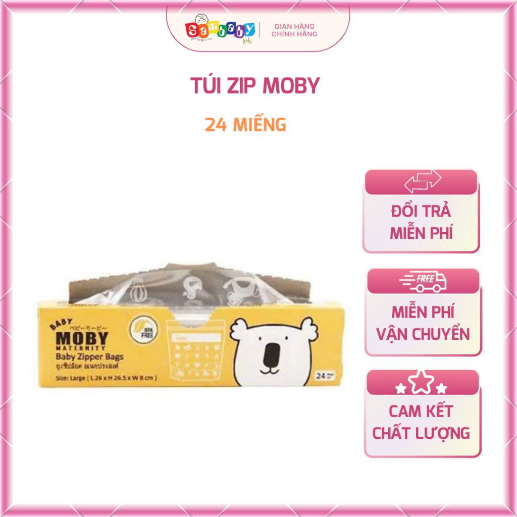 Túi zip đa năng Moby đựng quần áo, thực phẩm đồ ăn cho bé