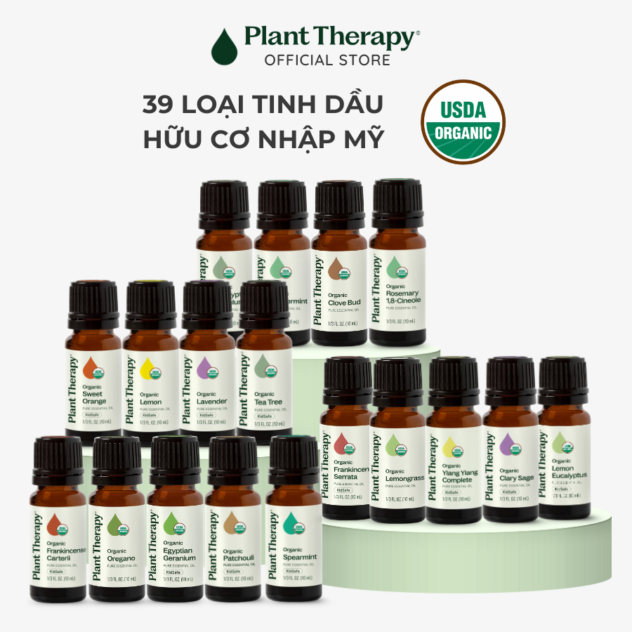 Tinh dầu hữu cơ Plant Therapy - Organic essential oil, Lavender Peppermint Lemongrass Eucalyptus Tea Tree 10ml