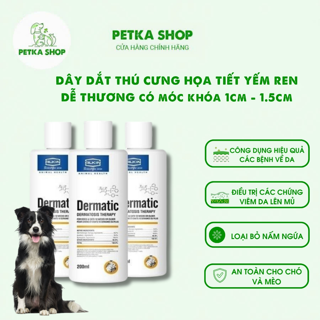 Chính Hãng Kỳ Nam Dầu Tắm Alkin Dermatic 200ml – Hỗ Trợ Làm Sạch Da, Giảm Gàu, Ngứa, Dưỡng Lông Cho 